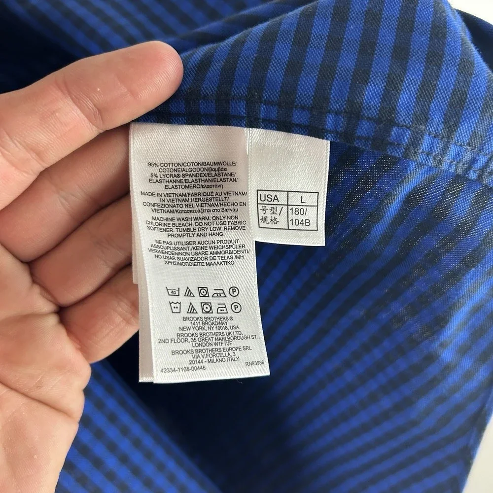Brooks Brothers Madison Non-Iron Stretch Original Polo Shirt Gingham Men's Large